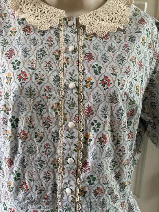 Ivy City Co Mae Dress Floral Lace Collar Puff Sleeve Cottagecore Size 14 - Picture 8 of 13